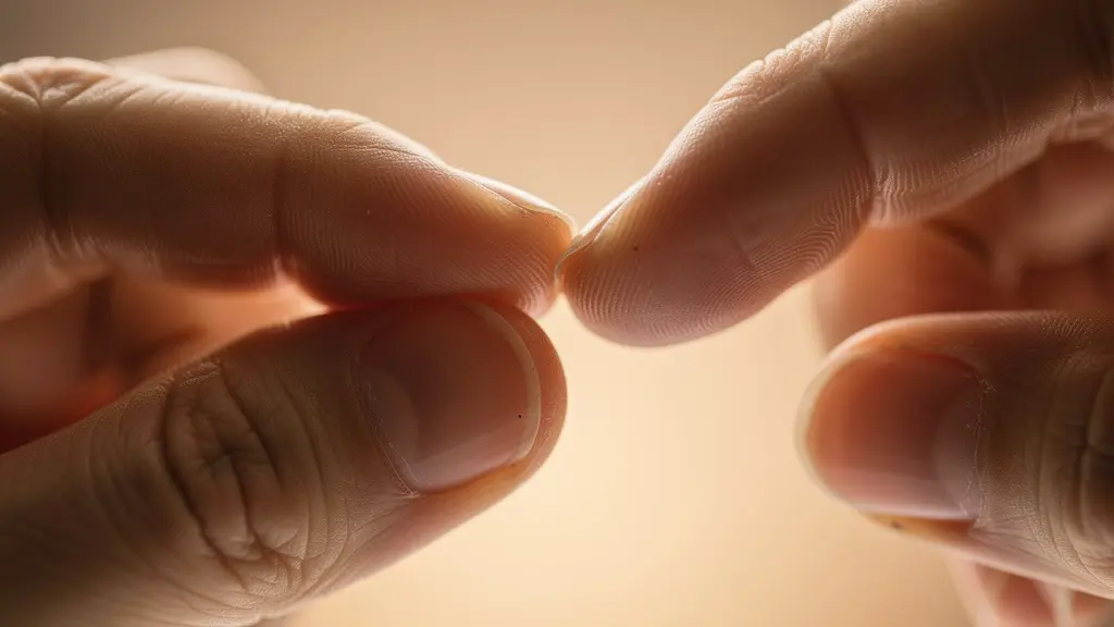 Détail macro de deux mains qui se touchent délicatement, symbolisant la vulnérabilité et la connexion authentique.