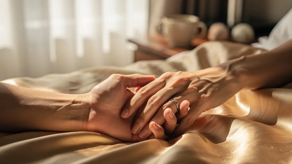 Couple enlacé dans un moment de tendresse et de complicité après une expérience partagée