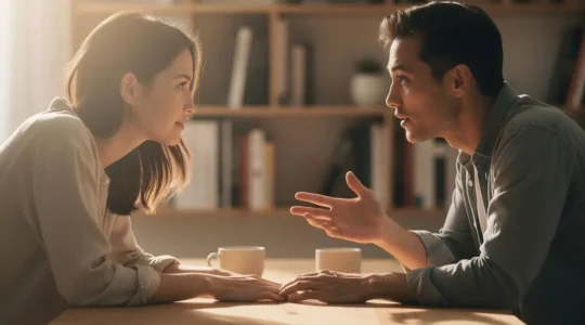 Couple dans un moment de connexion authentique partageant un regard complice