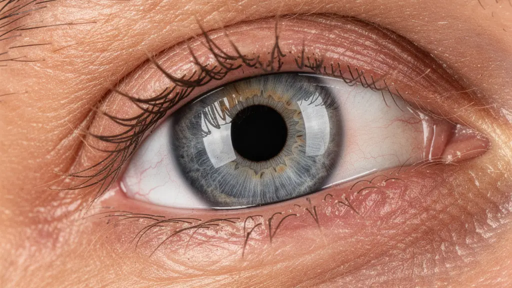 Gros plan macro sur un œil humain montrant la dilatation pupillaire et les micro-expressions autour de l'orbite