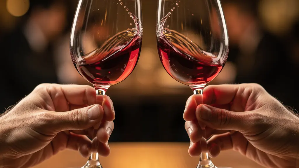 Gros plan sur les mains de deux personnes tenant leurs verres en synchronisation, illustrant l'effet miroir.