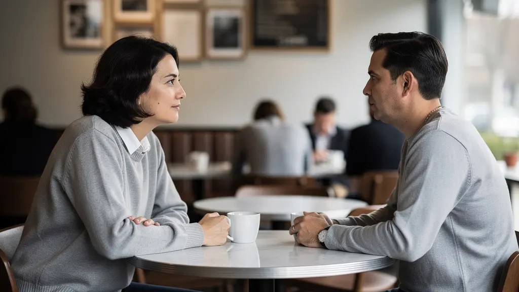 Vue d'ensemble montrant deux personnes en conversation détendue pour établir la baseline