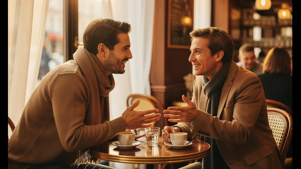 Premier rendez-vous arrangé dans un café, atmosphère détendue et authentique
