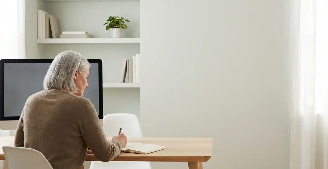 Senior paramétrant en toute sécurité son profil de rencontre sur ordinateur