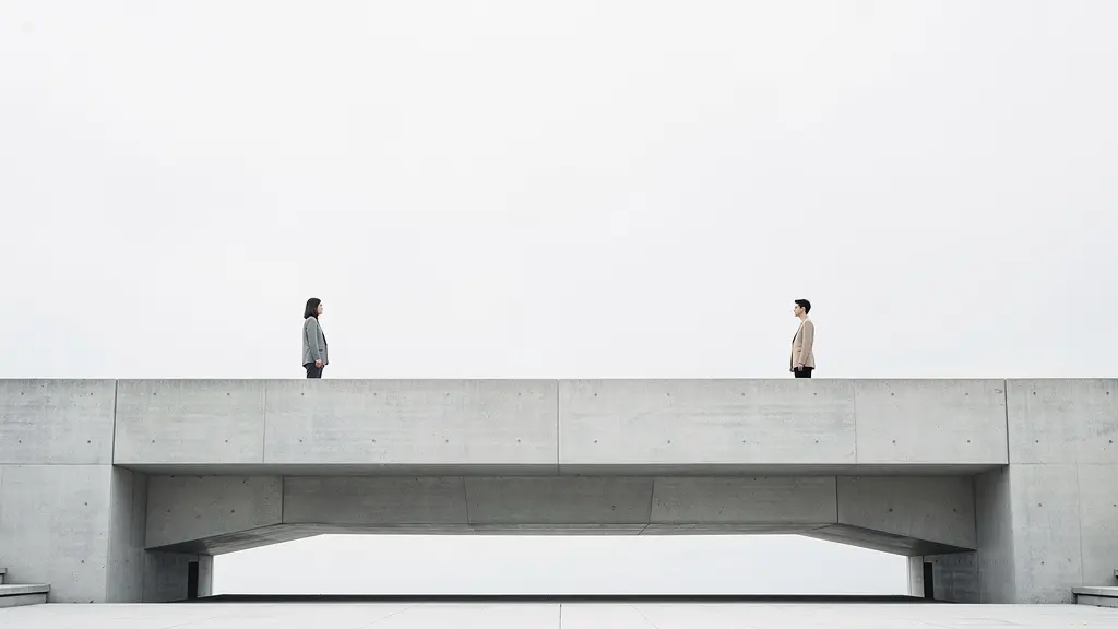 Métaphore visuelle des valeurs comme fondations solides d'un couple représentées par un pont